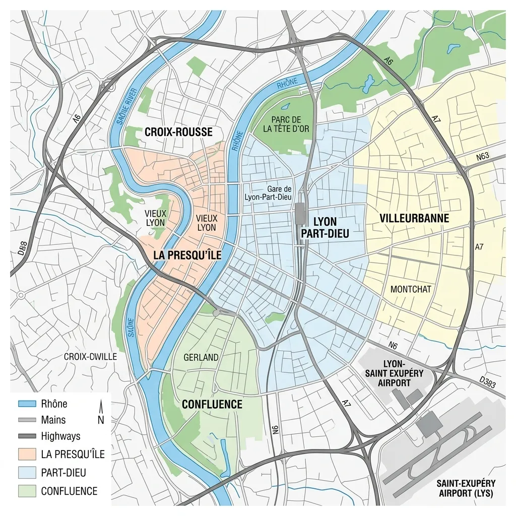 Lyon Map Realistic